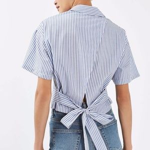 Topshop Stripe Tie Shirt